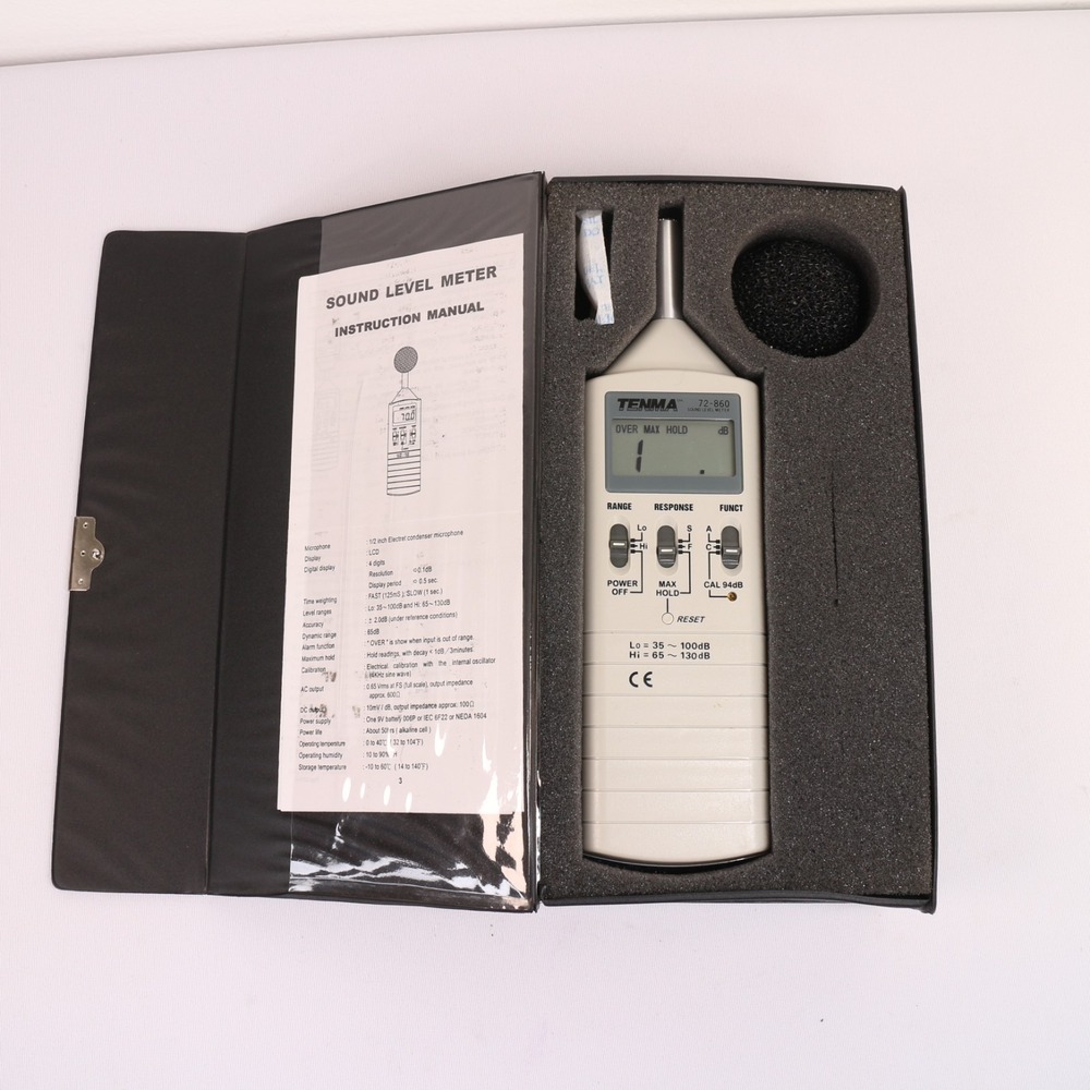 TENMA 72-860 Digital Sound Level Meter dB Noise Tester w/ Case Manual